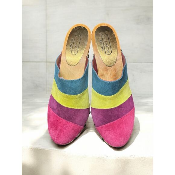 Y2K Coach P614 Katy Suede Striped Mule Size 8B - Picture 3 of 9